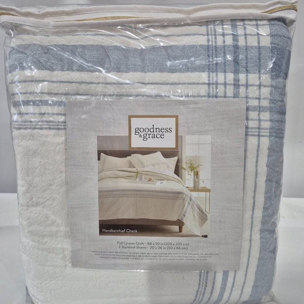 Goodness & Grace 3 Piece Set Handkerchief Check New